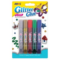 Amos Glitter Glue Classic Colours Pack 5