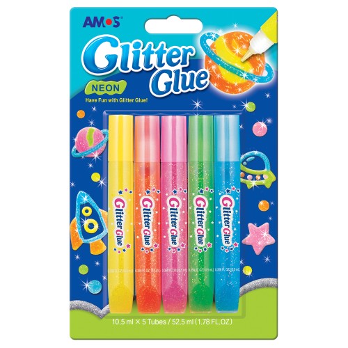 Amos Glitter Glue Neon Colours Pack 5 Amos Glitter Glue Neon Colours Pack 5