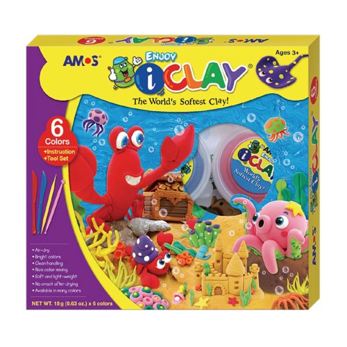 Amos i-Clay Modelling Clay Kit 18g x 6 pieces with Modelling Tools Amos i-Clay Modelling Clay Kit 18g x 6 pieces with Modelling Tools