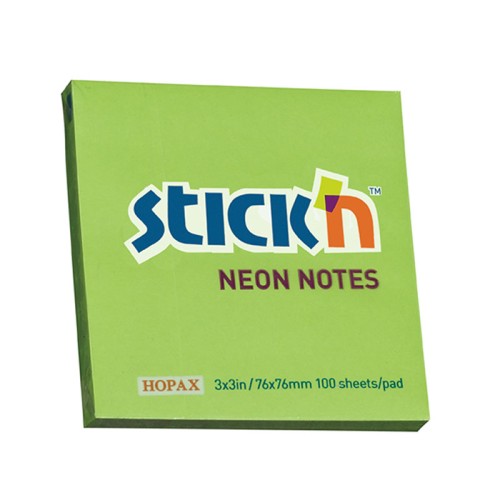 Stick'n Note 76x76mm 100 Sheet Neon Green Stick'n Note 76x76mm 100 Sheet Neon Green