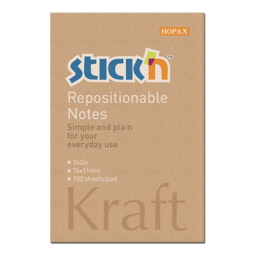 Stick'n Note 76x50mm 100 Sheet Kraft Stick'n Note 76x50mm 100 Sheet Kraft