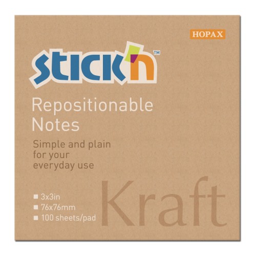 Stick'n Note 76x76mm 100 Sheet Kraft Stick'n Note 76x76mm 100 Sheet Kraft