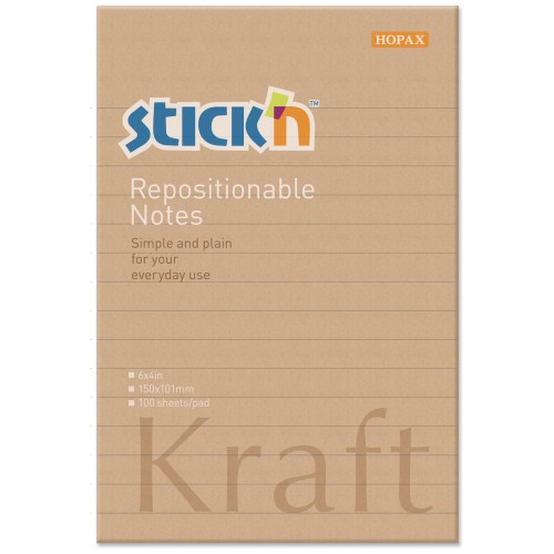 Stick'n Note 150x101mm 100 Sheet Kraft Stick'n Note 150x101mm 100 Sheet Kraft