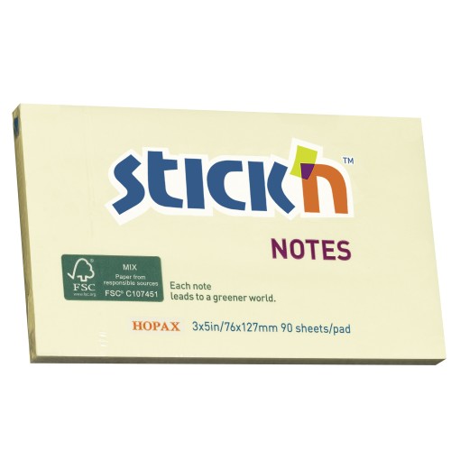 Stick'n FSC Note 76x127mm 90 Sheets Yellow Stick'n FSC Note 76x127mm 90 Sheets Yellow