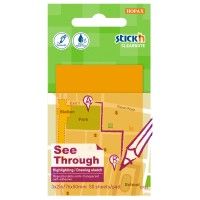 Stick'n Clearnote Orange 76x51mm 50 Sheets Transparent