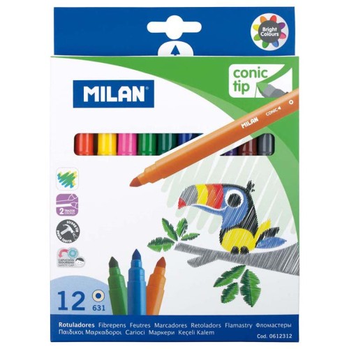 Milan Markers Conic Tip Pack 12 Assorted Colours Milan Markers Conic Tip Pack 12 Assorted Colours