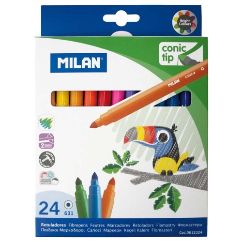 Milan Markers Conic Tip Pack 24 Assorted Colours Milan Markers Conic Tip Pack 24 Assorted Colours