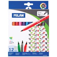 Milan Markers Fine Tip Pack 12 Assorted Colours