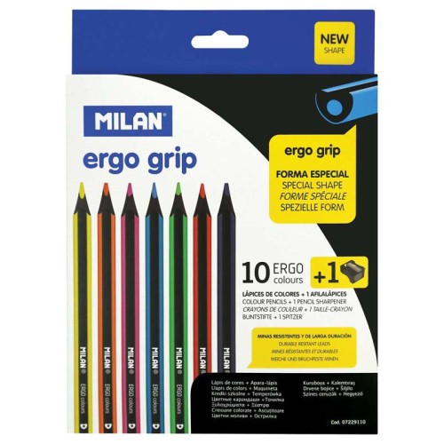 Milan Coloured Pencils Ergo Pack 10 Assorted Colours Milan Coloured Pencils Ergo Pack 10 Assorted Colours