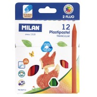Milan Plastipastel Triangular Pack 12 Assorted Colours