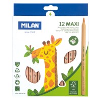 Milan Coloured Pencils Triangular Maxi Pack 12 Assorted Colours