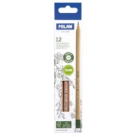 Milan HB Pencil with Eraser Pack 12 Hexagonal