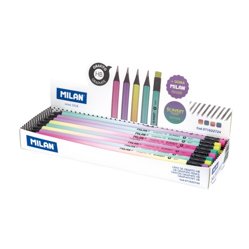 Milan Sunset HB Pencils with Eraser Milan Sunset HB Pencils with Eraser
