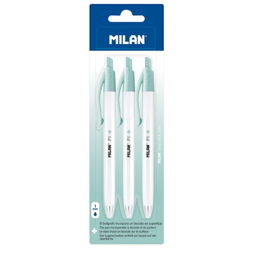 Milan Anti-Bacterial P1+ Ball Point Pen Blue Pack 3 Milan Anti-Bacterial P1+ Ball Point Pen Blue Pack 3