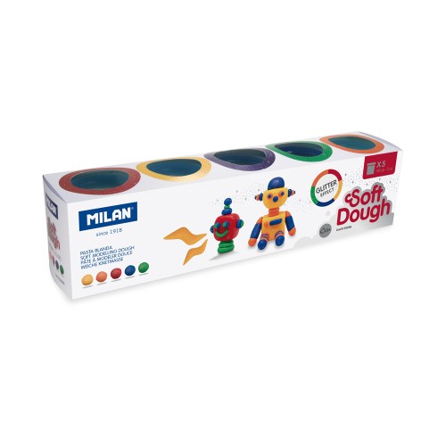 Milan Soft Dough Glitter Colours Assorted Pack 5 Milan Soft Dough Glitter Colours Assorted Pack 5