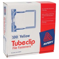 Avery Clip File Fastener Yellow 100 Pack