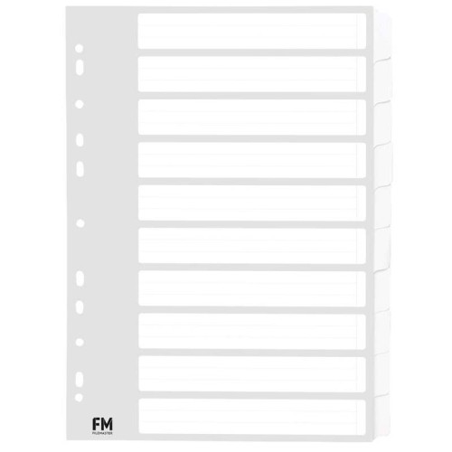 FM Indices A4 10 Tab Cardboard White FM Indices A4 10 Tab Cardboard White