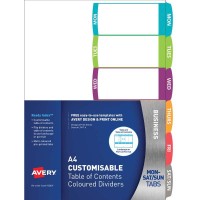 Avery Customisable Table Of Contents A4 Days Of Week 6 Tab Coloured