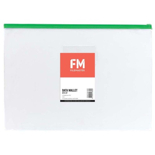 FM Data Wallet A4 Clear PVC With Zip Assorted FM Data Wallet A4 Clear PVC With Zip Assorted