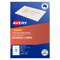 Avery Business Cards Leathergrain 190gsm Inkjet Laser 10up 20 Sheets IJ39