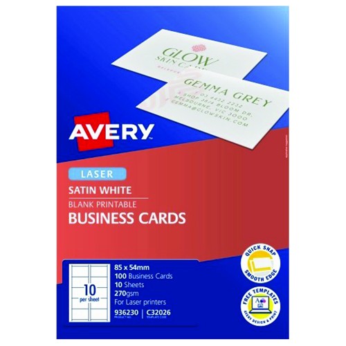 Avery Business Cards Satin Finish 270gsm Laser 10up 10 Sheets Avery Business Cards Satin Finish 270gsm Laser 10up 10 Sheets