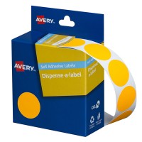 Avery Label Dispenser DMC24FO Orange Fluoro Round 24mm 350 Pack