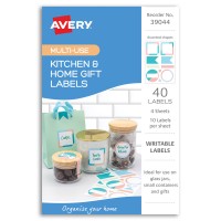 Avery Kitchen & Home Gift Labels Pastel Assorted 10up 4 Sheets