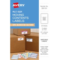 Avery Moving Labels 39131 Assorted Colours 97x45mm 3up 20 Sheets Avery Moving Labels 39131 Assorted Colours 97x45mm 3up 20 Sheets