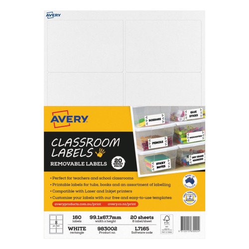 Avery Classroom Labels 8up 20 Sheets L7165 Avery Classroom Labels 8up 20 Sheets L7165