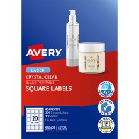 Avery Label L7126 Square Crystal Clear 20up 10 Sheets 45x45mm