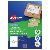 Avery Eco Friendly Address Labels 99.1x139mm 4up 20 Sheets L7169EV