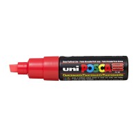 Uni Posca Marker 8.0mm Bold Chisel Fluoro Red PC-8K