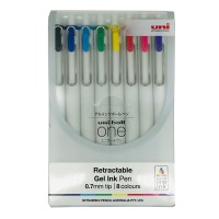 Uni One 0.7mm Rollerball Gel Ink 8 Pack Assorted