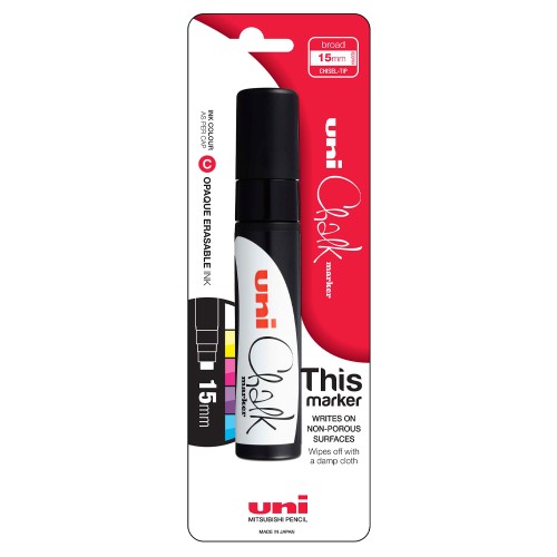Uni Chalk Marker 15.0mm Chisel Tip Black PWE-17K Hangsell Uni Chalk Marker 15.0mm Chisel Tip Black PWE-17K Hangsell