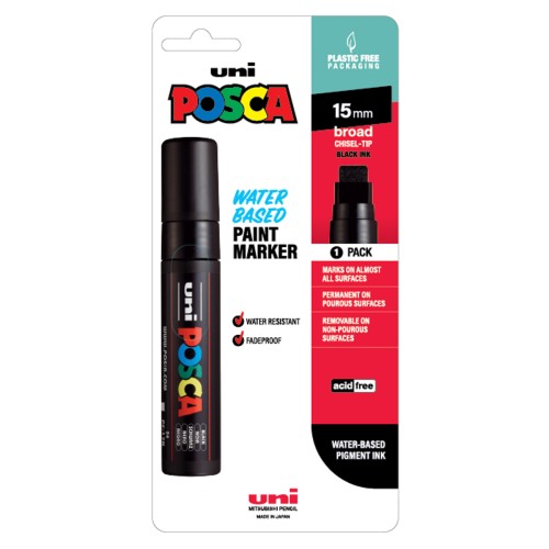 Uni Posca Marker 15.0mm Extra-Broad Chisel Black PC-17K Hangsell Uni Posca Marker 15.0mm Extra-Broad Chisel Black PC-17K Hangsell