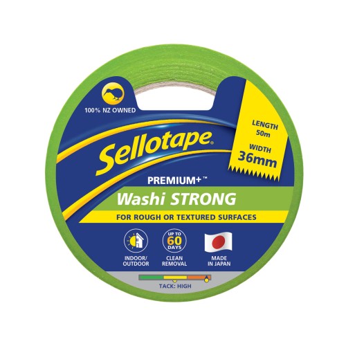 Sellotape Washi Premium+ Strong Green 36mm x 50m Sellotape Washi Premium+ Strong Green 36mm x 50m
