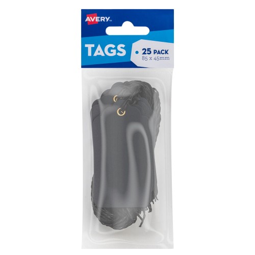 Avery Black Scallop Tags 85x45mm w/string 25 pack Avery Black Scallop Tags 85x45mm w/string 25 pack