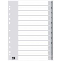 FM Indices A4 1-12 Grey Polyprop