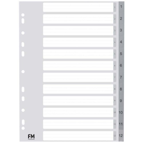 FM Indices A4 1-12 Grey Polyprop FM Indices A4 1-12 Grey Polyprop