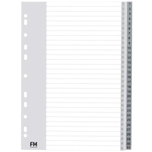 FM Indices A4 1-31 Grey Polyprop FM Indices A4 1-31 Grey Polyprop