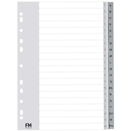FM Indices A-Z A4 Grey Polyprop FM Indices A-Z A4 Grey Polyprop