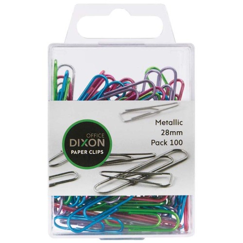 Dixon Paper Clips 28mm Metallic Coloured Pack 100 Dixon Paper Clips 28mm Metallic Coloured Pack 100
