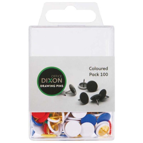 Dixon Drawing Pins Coloured Pack 100 Dixon Drawing Pins Coloured Pack 100