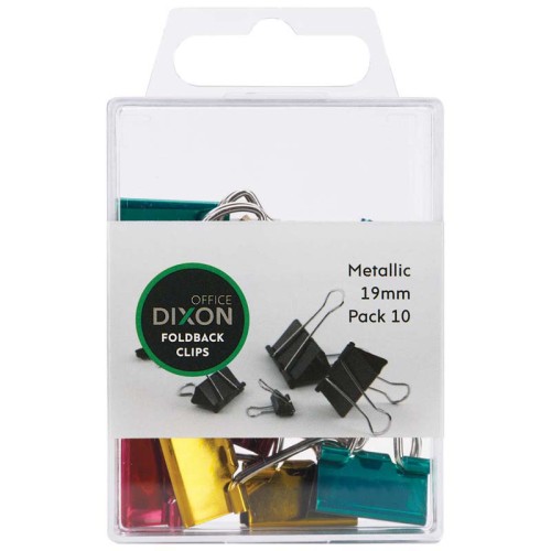 Dixon Foldback Clips Metallic 19mm Pack 10 Dixon Foldback Clips Metallic 19mm Pack 10
