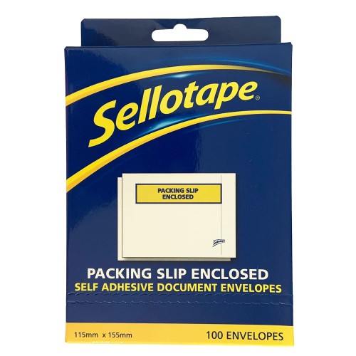 Sellotape Labelopes Packing Slip Enclosed 115x155mm 100/Pkt Sellotape Labelopes Packing Slip Enclosed 115x155mm 100/Pkt