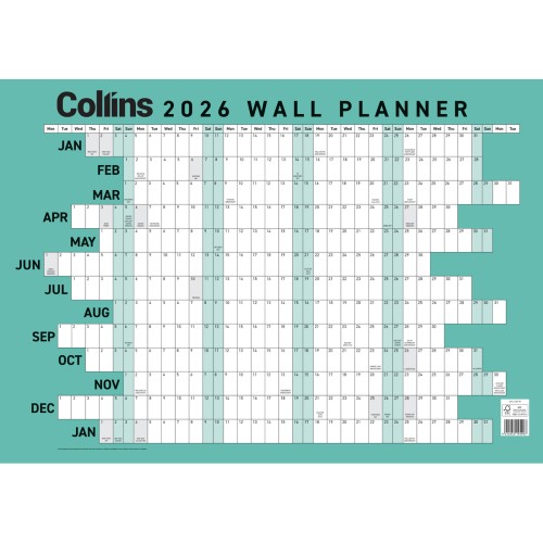 Collins Wallplanner A2 Laminated Even Year Collins Wallplanner A2 Laminated Even Year