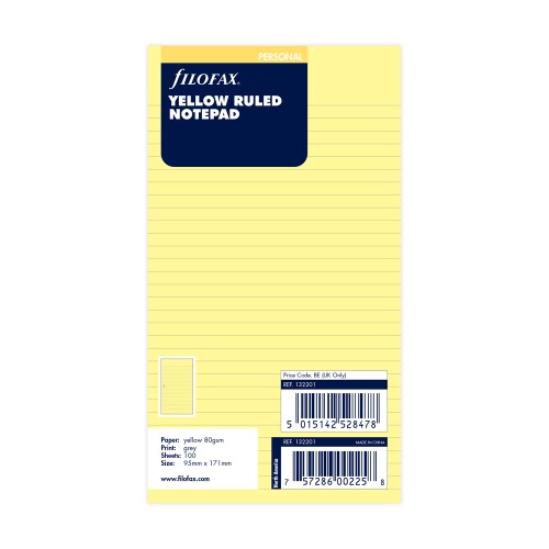 Filofax Organiser Refill Personal Notepad Ruled Yellow Filofax Organiser Refill Personal Notepad Ruled Yellow