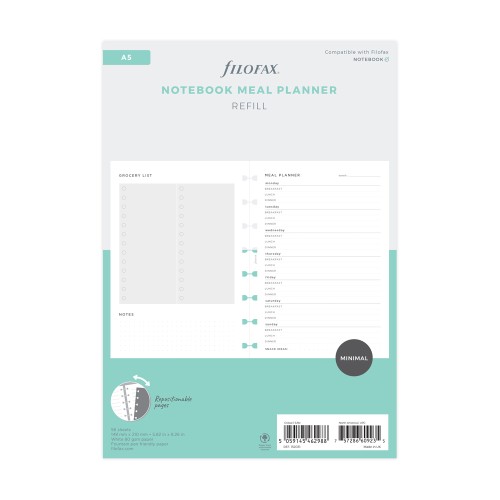 Filofax Notebook Refill A5 Meal Planner Filofax Notebook Refill A5 Meal Planner