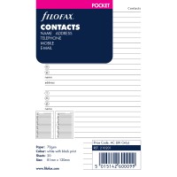 Filofax Organiser Refill Pocket Contacts White