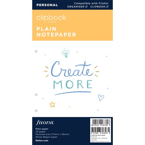 Filofax Clipbook Refill Personal Notepaper Plain White Filofax Clipbook Refill Personal Notepaper Plain White